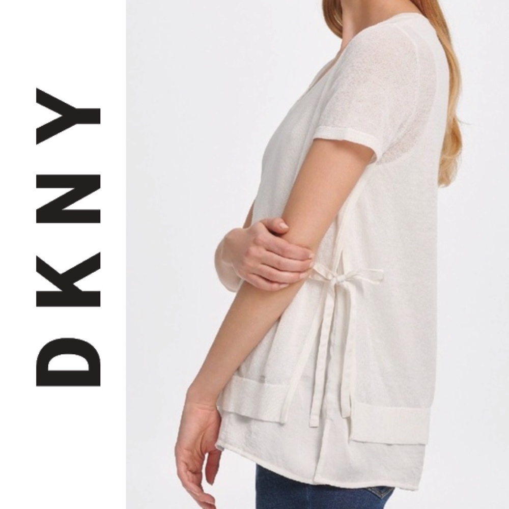 NWOT 🦋 DKNY V-Neck sweater w/side ties | Large - Picture 7 of 13